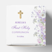 水彩薄紫花第1聖餐式ハート フェイバーボックス (上部)