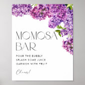 水彩薄紫花赤ちゃんシャワーミモサバー ポスター (正面)