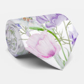水彩薄紫花首タイ ネクタイ (ロール)