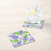 水彩薄紫花 スクエアペーパーコースター (インサイチュ)