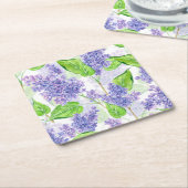 水彩薄紫花 スクエアペーパーコースター (アングル)