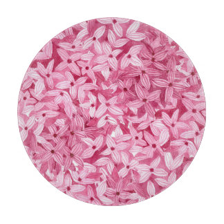 水彩薄紫花：ピンクのフローラ背景 カッティングボード