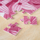 水彩薄紫花：ピンクのフローラ背景 ジグソーパズル (側面)