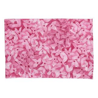 水彩薄紫花：ピンクのフローラ背景 枕カバー