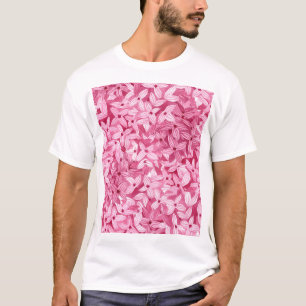 水彩薄紫花:ピンクのフローラ背景 Tシャツ