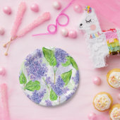 水彩薄紫花 ペーパープレート (パーティー)