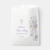 水彩薄紫花First Communion フェイバーバッグ (正面)