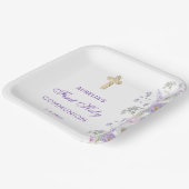 水彩薄紫花First Communion ペーパープレート (傾斜あり)