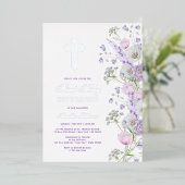水彩薄紫花First Communion 箔招待状 (立ち正面)