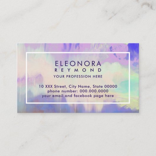 水彩薄紫青グラデーションエレガント 名刺 (正面)