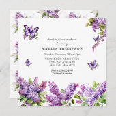 水彩薄紫 |フローラの赤ちゃん 招待状 (正面/裏面)