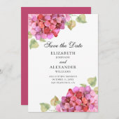 水彩薄紫。明るい赤紫色花。ピンクフローラ セーブザデート (正面/裏面)