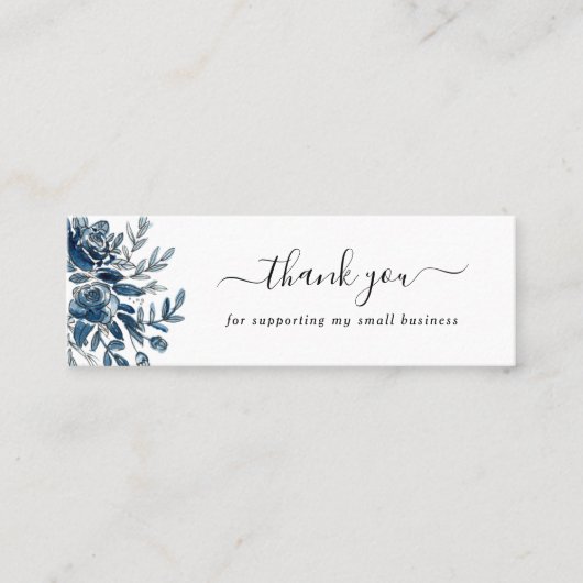 水彩藍感謝してい花割り引き スキニー名刺 (正面)