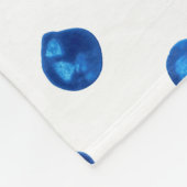 水彩藍色水玉模様 フリースブランケット (角)