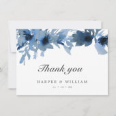 水彩藍青の花ありがとう 招待状 (正面)