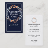 水彩藍青リース名刺 名刺 (正面/裏面)