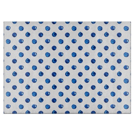 水彩藍青水玉模様模様 カッティングボード (正面)