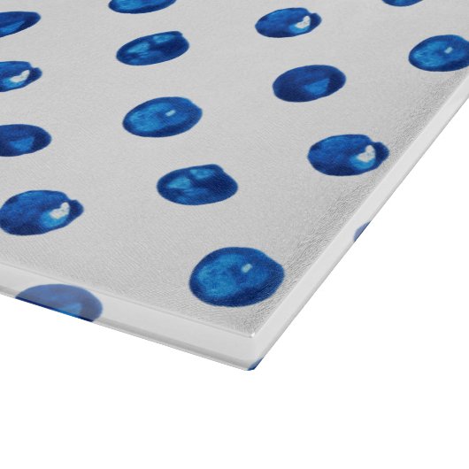 水彩藍青水玉模様模様 カッティングボード (角)