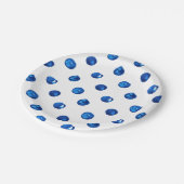 水彩藍青水玉模様模様 ペーパープレート (アングル)