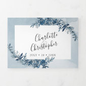 水彩藍青rsvp付き 三つ折り招待状 (カバー)