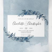 水彩藍青rsvp付き 三つ折り招待状 (内部中)