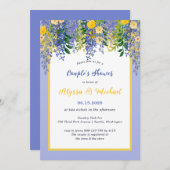 水彩藤のフローラカップルのシャワー 招待状 (正面/裏面)