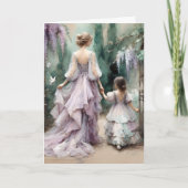 水彩藤の庭ママと子供 カード (正面)