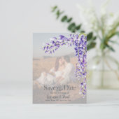 水彩藤の日付写真を保存 ポストカード (スタンド正面)