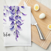 水彩藤の植物 キッチンタオル (四つ折り)