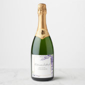 水彩藤の開花結婚ズ スパークリングワインラベル (正面)