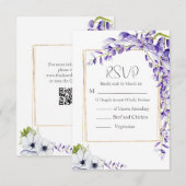 水彩藤の開花結婚ズ 出欠カード (正面/裏面)