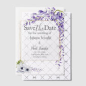 水彩藤の開花結婚式の日付を保存 ベラム紙招待状 (オフセット (招待状))