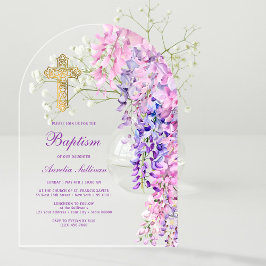 水彩藤アーチ洗礼 アクリル招待状
