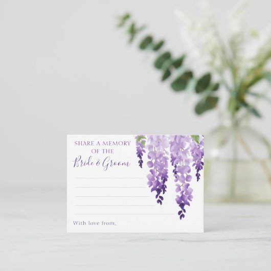 水彩藤パープル薄紫結婚フローラ アドバイスカード (スタンド正面)