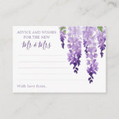 水彩藤パープル薄紫結婚フローラ アドバイスカード (正面)