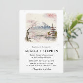 水彩藤日本のとパゴダ風光明媚結婚な 招待状 (スタンド正面)
