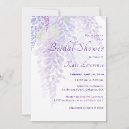 水彩藤開花ブライダルシャワー 招待状