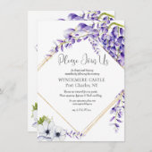 水彩藤開花QRコード結婚ズ エンクロージャーカード (正面/裏面)