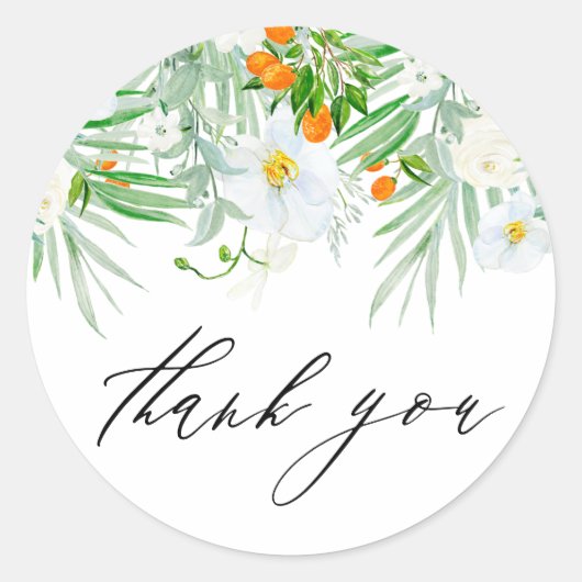 水彩蘭とクマクワの夏の感謝 ラウンドシール (正面)