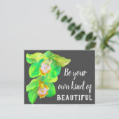 水彩蘭の花の美しい引用文 ポストカード (スタンド正面)