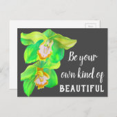 水彩蘭の花の美しい引用文 ポストカード (正面/裏面)