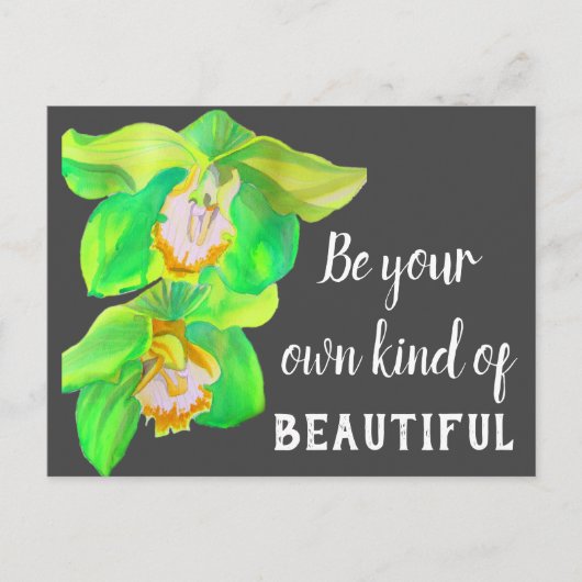 水彩蘭の花の美しい引用文 ポストカード (正面)