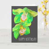 水彩蘭の花の誕生日アートポップ・アートの カード (黄色い花)