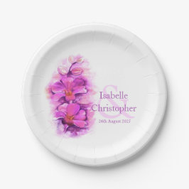 水彩蘭の花ピンクのアート紙プレート ペーパープレート