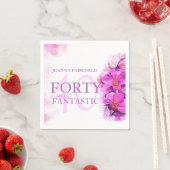 水彩蘭の花40th誕生日名前をカスタムする スタンダードカクテルナプキン (インサイチュ)