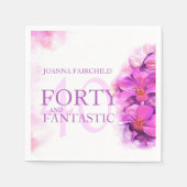 水彩蘭の花40th誕生日名前をカスタムする スタンダードカクテルナプキン (正面)