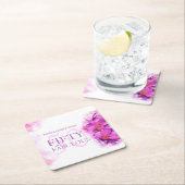 水彩蘭の花50th誕生日名前をカスタムする スクエアペーパーコースター (インサイチュ)