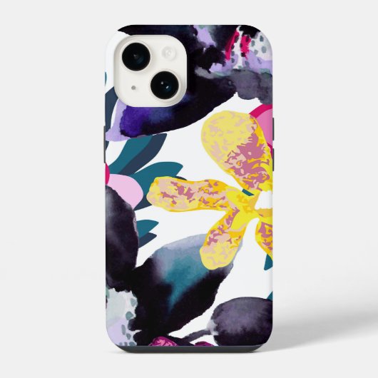 水彩蘭プリントiPhoneケース iPhoneケース (裏面)