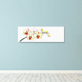 水彩蘭絵画黄花禅 キャンバスプリント (インサイチュ (ウッドフロア))
