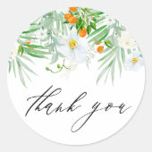 水彩蘭花和金棗夏季感谢 ラウンドシール (正面)